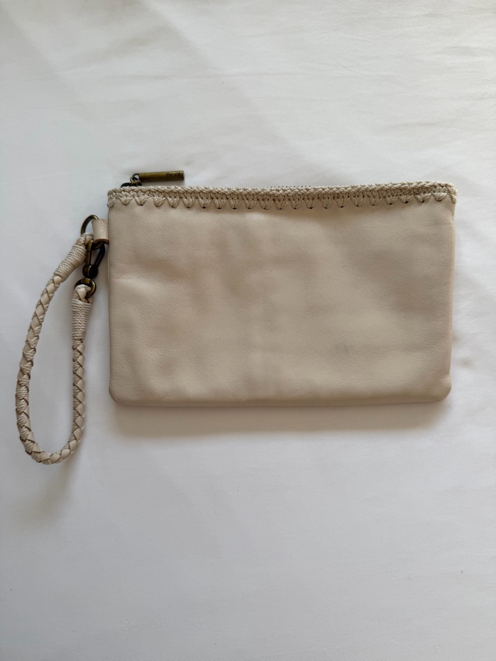 Neutral Cream Braided Wristlet Clutch